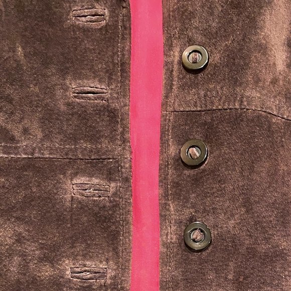 NWT Beautiful I.E. Woman 100% Leather Brown Suede Jacket with Pink Lining - Picture 6 of 6